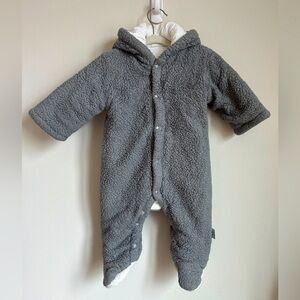 No Brand Infant Fleece One Piece Footie Snow Suit w/ Hood in Gray Sz 6-12mo